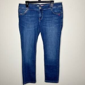 Scee by Twinset Jeans 33 Med Wash Mid Rise Denim Slim Straight Cotton Blend New